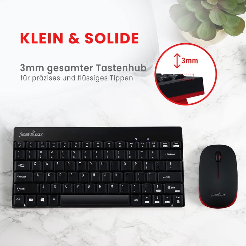 Perixx Periduo-712 Wireless Billentyűzet és Egér Szett QWERTZ Fekete