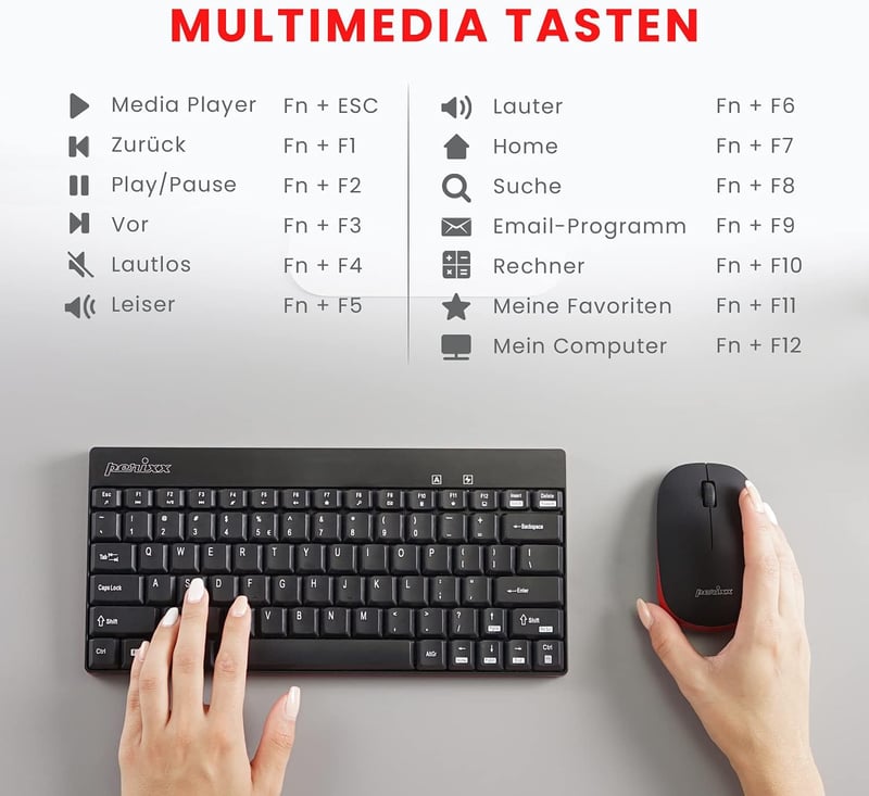 Perixx Periduo-712 Wireless Billentyűzet és Egér Szett QWERTZ Fekete