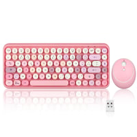 Súprava bezdrôtovej mini klávesnice a myši Perixx PERIDUO-713 - pastelovo ružová, AZERTY 1
