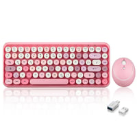 Bezdrôtová mini klávesnica a myš Perixx PERIDUO-713, retro dizajn – ružová – QWERTZ 1