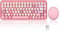 Perixx Periduo-713 Wireless Billentyűzet és Egér Szett USB 2.4GHz Retro Pastel Rózsaszín 1