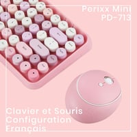 Perixx Periduo-713 Wireless Billentyűzet és Egér Szett USB 2.4GHz Retro Pastel Rózsaszín 2