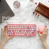 Perixx Periduo-713 Wireless Mini Billentyűzet és Egér Szett, Retro Typewriter Design, Rózsaszín QWERTZ 2
