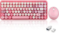 Perixx Periduo-713 Wireless Mini Billentyűzet és Egér Szett, Retro Typewriter Design, Rózsaszín QWERTZ 1