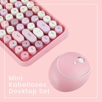 Perixx Periduo-713 Wireless Mini Billentyűzet és Egér Szett, Retro Typewriter Design, Rózsaszín QWERTZ 3