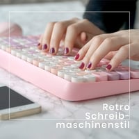 Perixx Periduo-713 Wireless Mini Billentyűzet és Egér Szett, Retro Typewriter Design, Rózsaszín QWERTZ 4