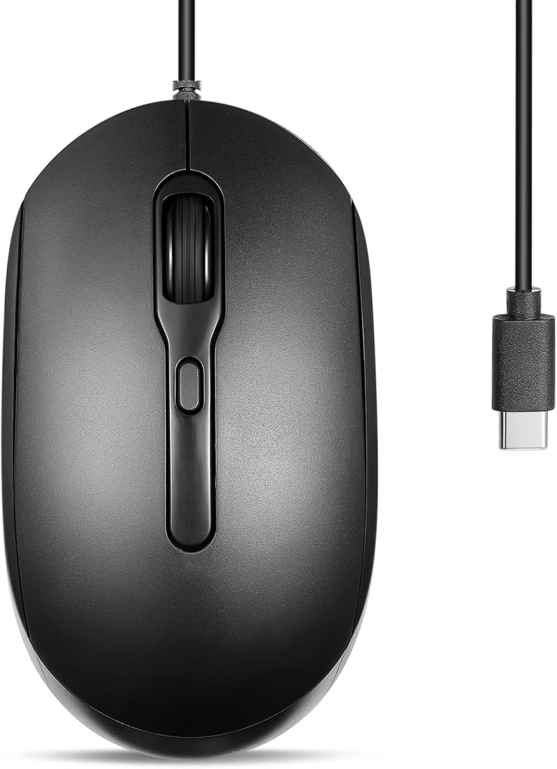Perixx PERIMICE-222CB2 USB-C Vezetékes Egér Laptophoz Csendes Kattintás Fekete