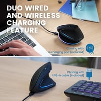 Perixx PERIMICE-713RX Vezeték nélküli ergonomikus függőleges egér töltőállomással - Wireless, rechargeable with charging pad 5