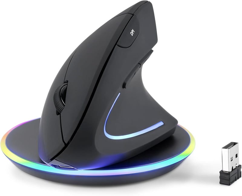 Perixx PERIMICE-713RX Vezeték nélküli ergonomikus függőleges egér töltőállomással - Wireless, rechargeable with charging pad
