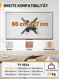 Suport TV de perete Perlegear, rotativ și înclinabil, pentru ecrane plate și curbate de 26-50 inchi, max. 25 kg, VESA 300x300 2