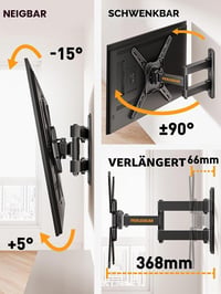 Suport TV de perete Perlegear, rotativ și înclinabil, pentru ecrane plate și curbate de 26-50 inchi, max. 25 kg, VESA 300x300 4