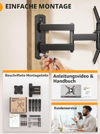 Suport TV de perete Perlegear, rotativ și înclinabil, pentru ecrane plate și curbate de 26-50 inchi, max. 25 kg, VESA 300x300 3