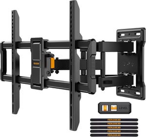 Suport TV de perete Perlegear negru, înclinabil și pivotant, pentru ecrane plate și curbe de 42-86 inchi, VESA max 600x400, până la 60 kg