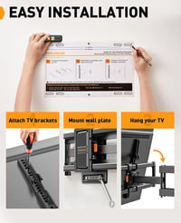 Perlegear fekete TV fali konzol dönthető és forgatható 42-86 hüvelykes lapos és ívelt képernyőkhöz max VESA 600x400, 60 kg-ig 6