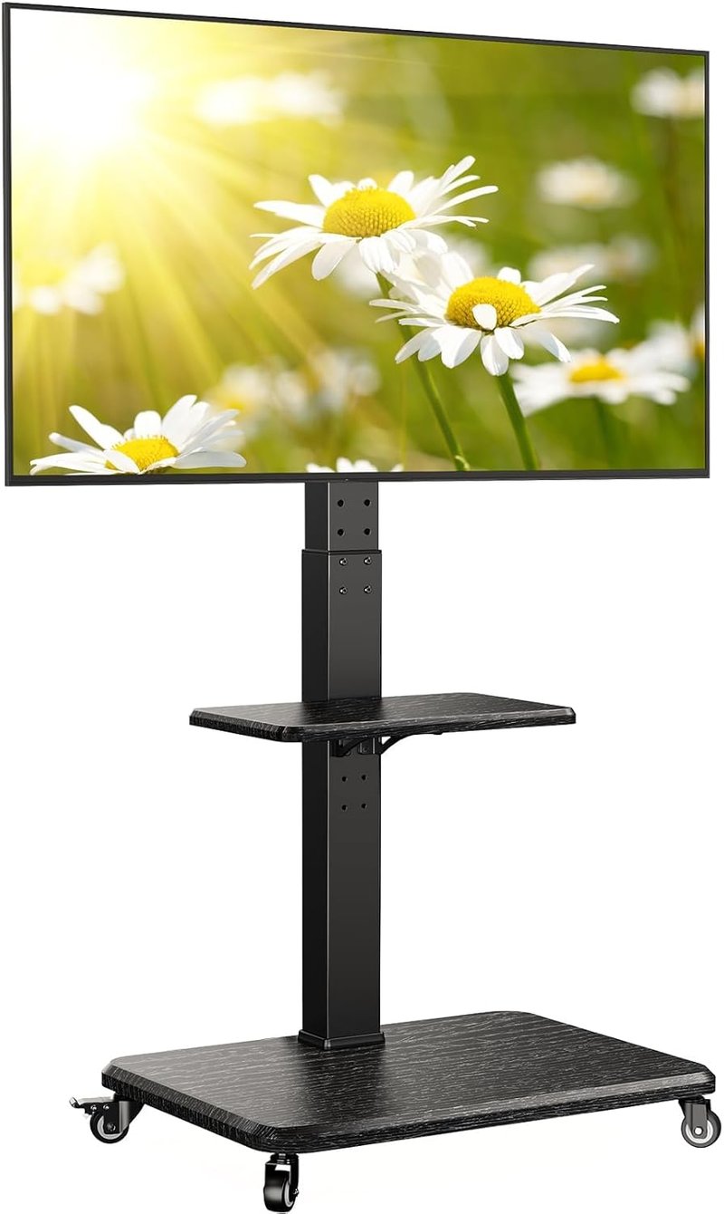 PERLEGEAR Mobil TV Állvány 32-75 Colos Tévéhez, Dönthető Forgó Görgős Tartó, Max 50kg, VESA 600x400