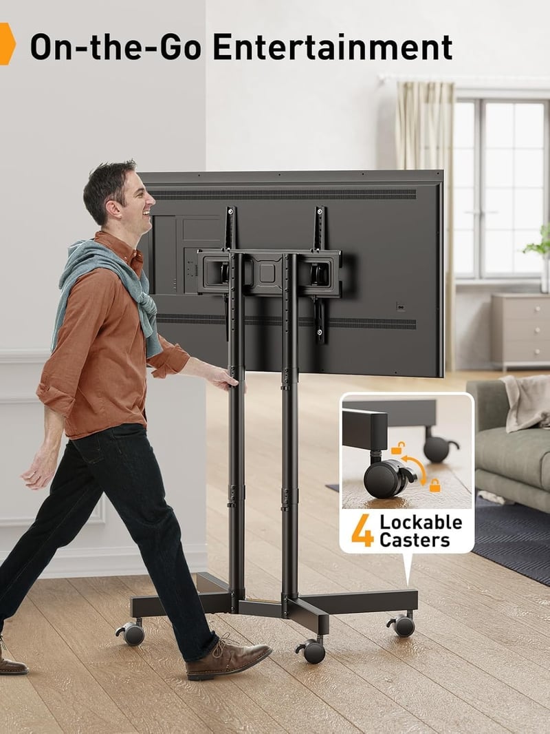 Perlegear mobil TV állvány kerekeken, 32-70 colos tévékhez, magasságállítható