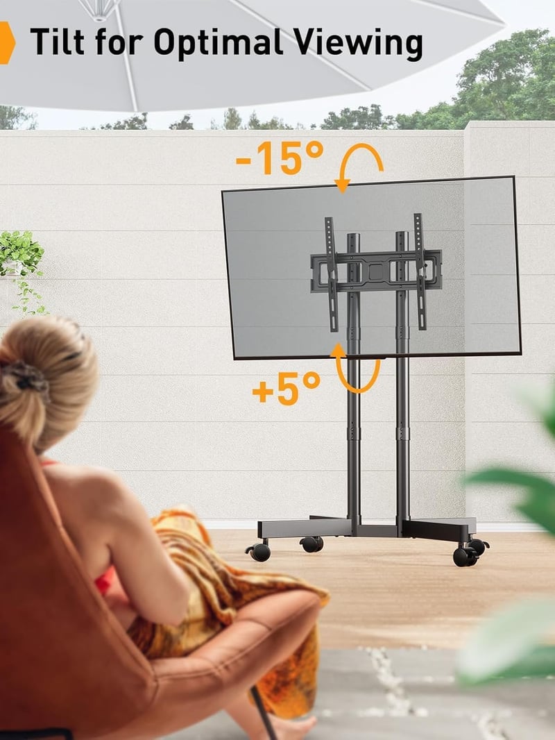 Perlegear mobil TV állvány kerekeken, 32-70 colos tévékhez, magasságállítható