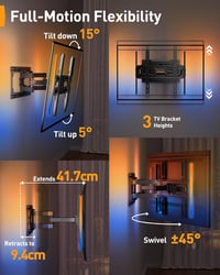 Perlegear PGMF20 TV fali tartó LED világítással 26-65 colos tévéhez, 45 kg terhelhetőség 5