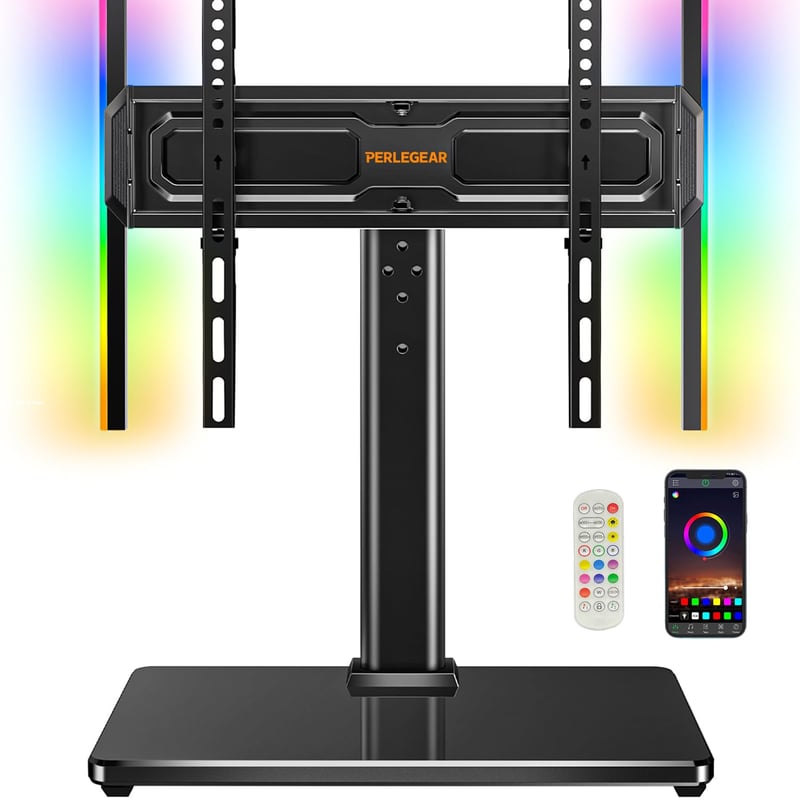 Univerzálny TV stojan Perlegear PGTVS49B s LED osvetlením pre televízory s uhlopriečkou 24-60 palcov