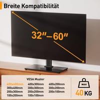 Stojan na TV Perlegear pre 26-60-palcové OLED, LCD ploché a zakrivené televízory, otočný, výškovo nastaviteľný, základňa z tvrdeného skla, max. VESA 400x400 mm, nosnosť 40 kg 3
