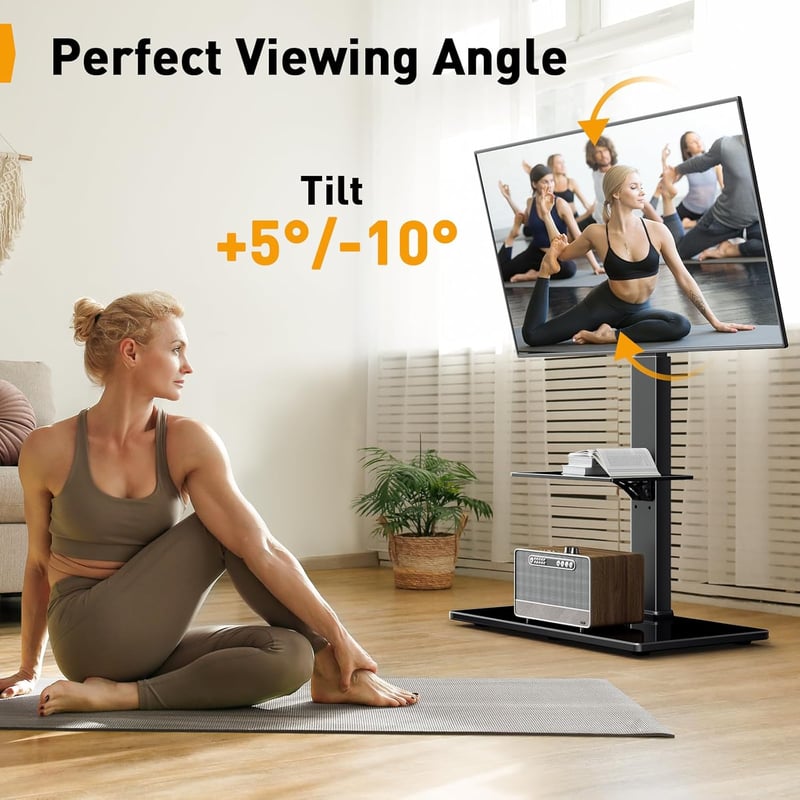 Perlegear TV állvány 30-70 colos tévéhez, dönthető, forgó, magasságállítható polccal