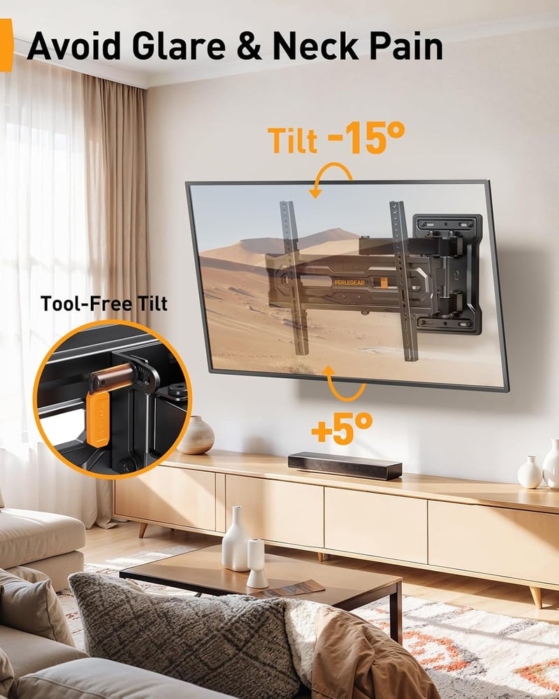 Perlegear TV fali konzol 23-70 colos, 50 kg-ig, állítható magasság, gyors döntés, 55 colos forgatható, max VESA 400x400