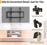 Perlegear TV Fali Tartó 26-55 Colos Lapos és Ívelt Televíziókhoz, 60 kg Teherbírás, VESA 400x400 mm Kompatibilis Monitorokhoz 4