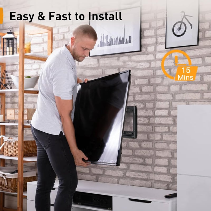 Perlegear TV Fali Tartó 26-55 Colos Lapos és Ívelt Televíziókhoz, 60 kg Teherbírás, VESA 400x400 mm Kompatibilis Monitorokhoz