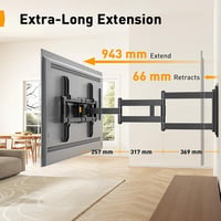 Perlegear TV fali tartó 42-84 colos tévéhez, 943 mm hosszú kar, dönthető forgó konzol 4