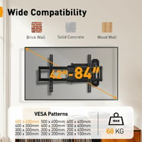 Perlegear TV fali tartó 42-84 colos tévéhez, 943 mm hosszú kar, dönthető forgó konzol 2