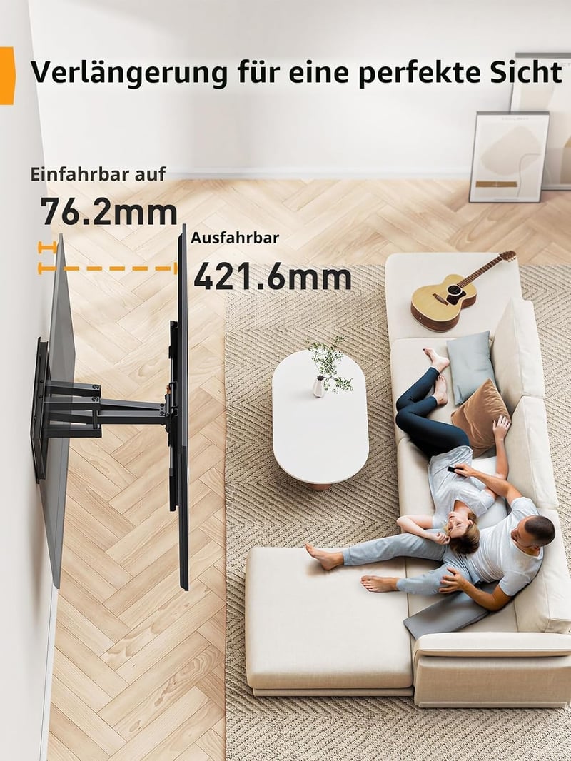 Perlegear TV fali tartó 42-85 colos tévéhez, duplagelenk, 60kg terhelhetőség