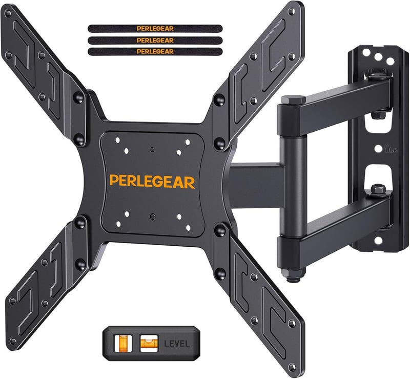 Perlegear TV Fali Tartó - Dönthető és Forgatható Konzol 23-55 Colos Lapos és Ívelt TV-hez, 45 kg Teherbírás, VESA 400x400 mm