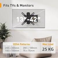 Perlegear TV fali tartó, dönthető-forgatható, 10-40", max. 20 kg, VESA 200x200 mm 2