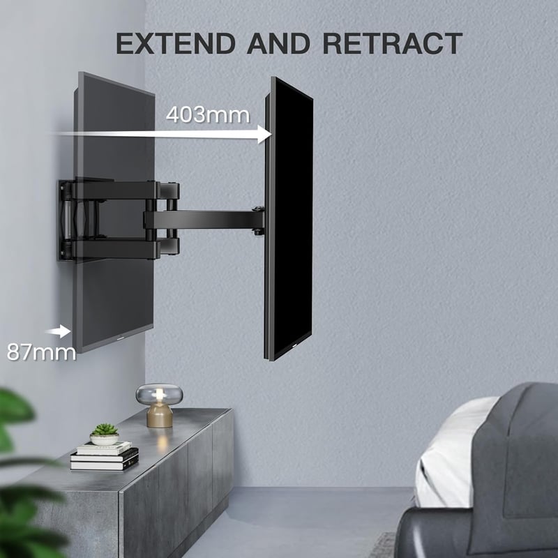 PERLESMITH TV fali tartó 26-70 colos tévéhez, forgatható dönthető konzol, max 45 kg - matte black