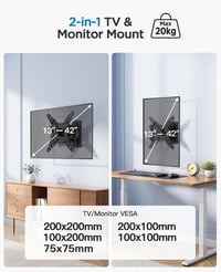 Perlesmith TV Fali Tartó, Forgatható és Dönthető Konzol 13-42 Colos Lapos és Ívelt TV-hez, Monitorhoz, 20 kg Teherbírással, VESA 200x200 mm 2