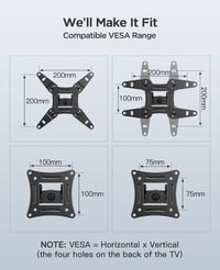 Perlesmith TV Fali Tartó, Forgatható és Dönthető Konzol 13-42 Colos Lapos és Ívelt TV-hez, Monitorhoz, 20 kg Teherbírással, VESA 200x200 mm 7