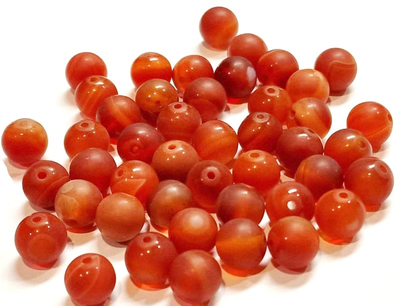 Perlin Mărgele din agat natural cu dungi 6 mm, formă sferică mată roșie, pentru bijuterii, brățări și coliere, 18 bucăți
