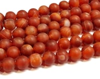 Perlin Mărgele din agat natural cu dungi 6 mm, formă sferică mată roșie, pentru bijuterii, brățări și coliere, 18 bucăți 2