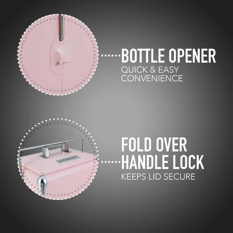 Permasteel Hordozható Hűtőbox 13L Retro Piknik Cooler Utazáshoz - pink, S