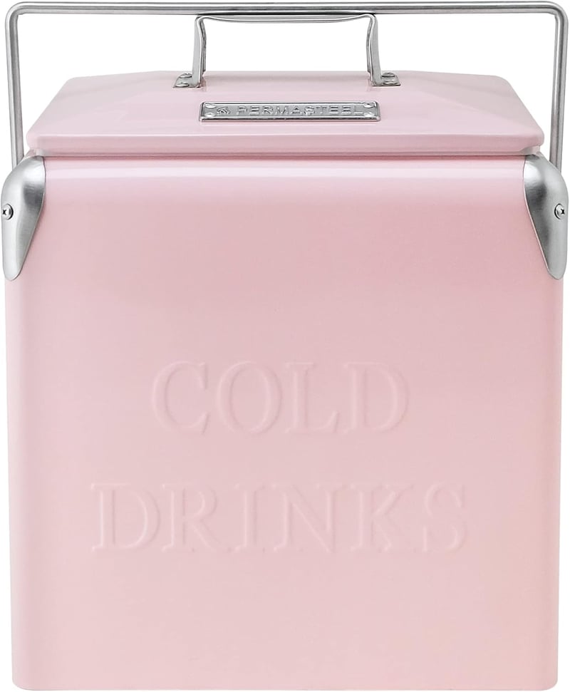 Permasteel Hordozható Hűtőbox 13L Retro Piknik Cooler Utazáshoz - pink, S
