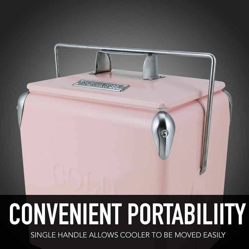 Permasteel Hordozható Hűtőbox 13L Retro Piknik Cooler Utazáshoz - pink, S