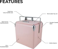Permasteel Hordozható Hűtőbox 13L Retro Piknik Cooler Utazáshoz - pink, S 2