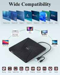Externá DVD mechanika PeroBuno USB 3.0 Type-C, ultra tenká 0,5-palcová optická mechanika CD DVD RW pre notebook, PC, MacBook, Windows, Linux, Mac OS 6