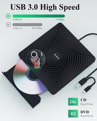 Externá DVD mechanika PeroBuno USB 3.0 Type-C, ultra tenká 0,5-palcová optická mechanika CD DVD RW pre notebook, PC, MacBook, Windows, Linux, Mac OS 4