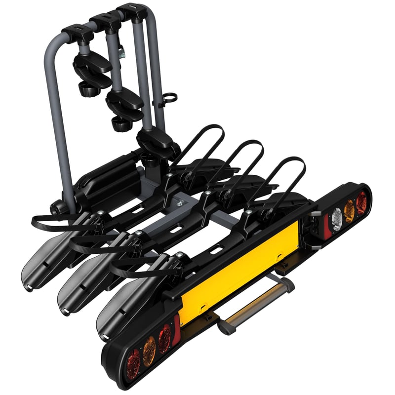 Nosič bicyklov na ťažné zariadenie Peruzzo Pure Instinct 708/3 pre 3 bicykle, kompatibilný s Fat Bike, sklopný, uzamykateľný káblom Antilop, skladací, čierny