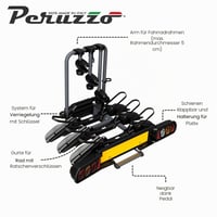 Nosič bicyklov na ťažné zariadenie Peruzzo Pure Instinct 708/3 pre 3 bicykle, kompatibilný s Fat Bike, sklopný, uzamykateľný káblom Antilop, skladací, čierny 5