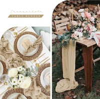 Pesonlook 2db Cheesecloth Asztali Futó 90x300cm Világosbarna Rustic Boho Esküvő Születésnap - 2Pack, Light Brown 5