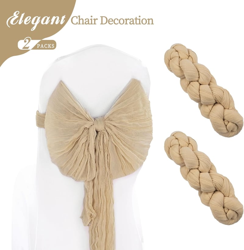 Pesonlook 2db Cheesecloth Asztali Futó 90x300cm Világosbarna Rustic Boho Esküvő Születésnap - 2Pack, Light Brown