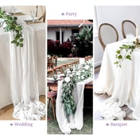 Pesonlook Gázos asztali futó, fehér, 45x275 cm, 4 db, bohó stílusú, esküvői, babaváró és születésnapi dekorációhoz 7