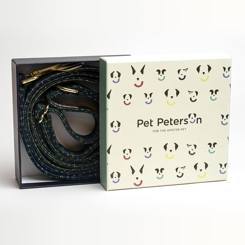 Set pentru câini Pet Peterson, 3 piese - zgardă, lesă și suport sac de excremente, Oxford, mărimea L